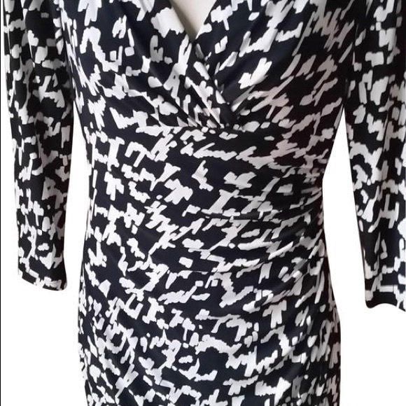 Ralph Lauren Womens Dress 8 Black White Faux-Wrap - Picture 1 of 11